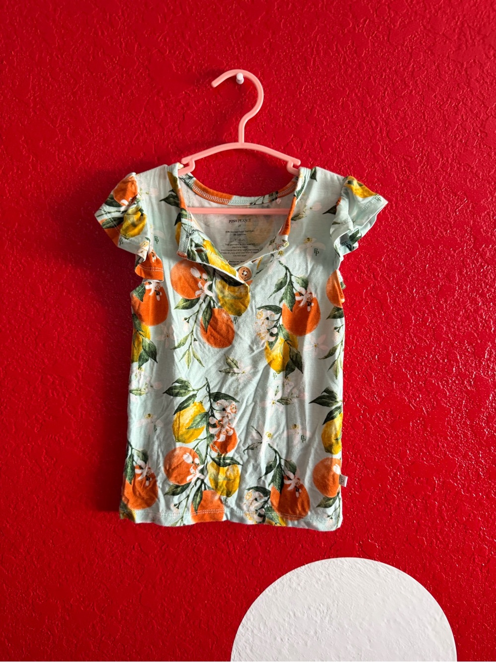 Posh Peanut Mint Tee with Orange & Yellow Citrus Print